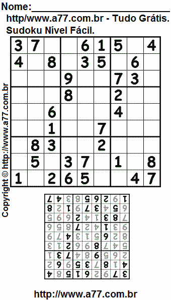 Sudoku Para Imprimir Com Respostas