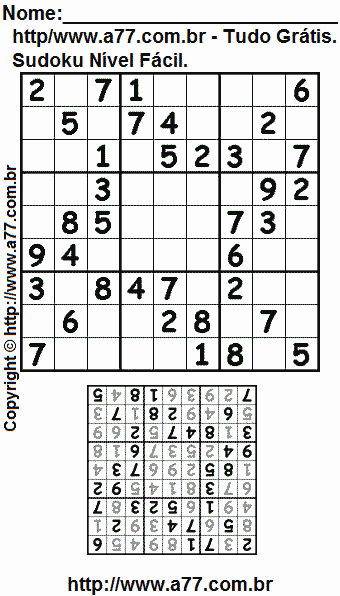 Passatempo Sudoku Para Imprimir Com Resposta