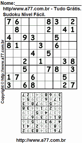 Passatempo Sudoku Para Impressão Com Respostas