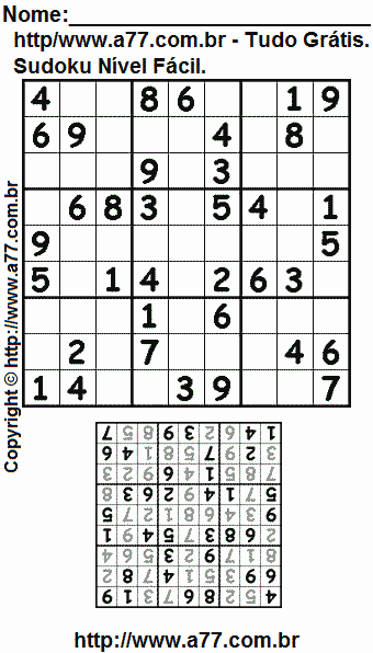 Jogo Sudoku Para Imprimir Com Respostas