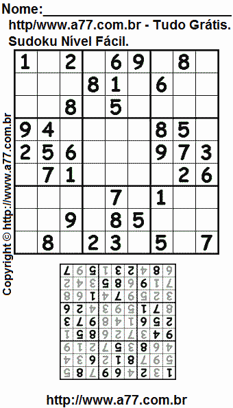 Jogo Sudoku Para Impressão Com Respostas