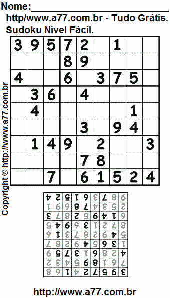 Passatempo Sudoku Para Imprimir Com Respostas