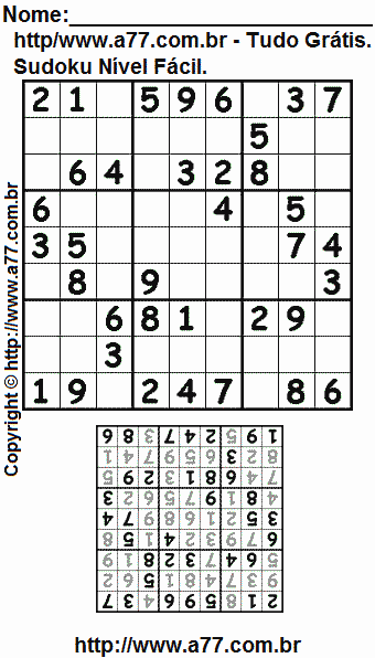 Jogo Fácil de Sudoku Para Impressão