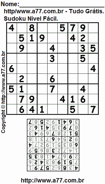 Sudoku Para Imprimir Nível Fácil