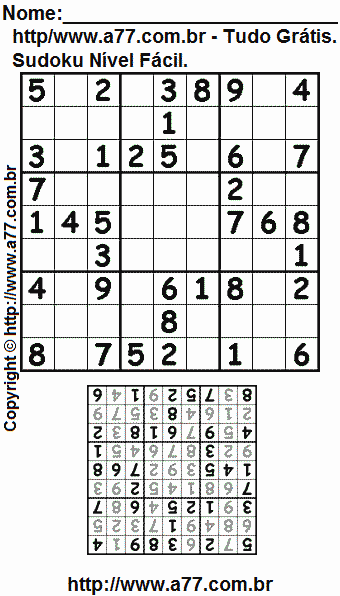 Jogo Fácil de Sudoku Para Imprimir