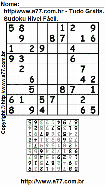 jogo facil de sudoku para impressao