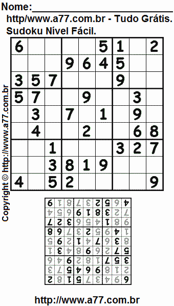 Sudoku Grátis Fácil Para Imprimir