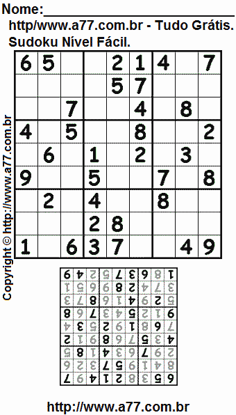 Sudoku Grátis Para Impressão Nível Fácil