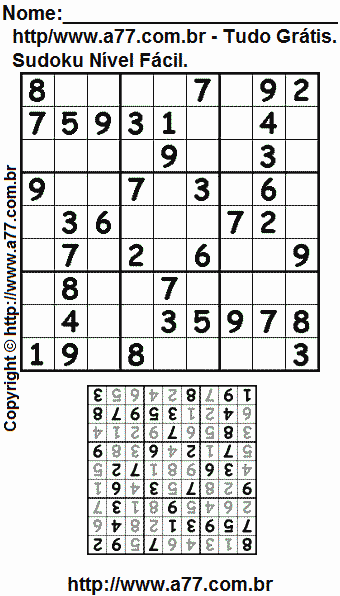 Sudoku Para Imprimir Fácil Com Resposta