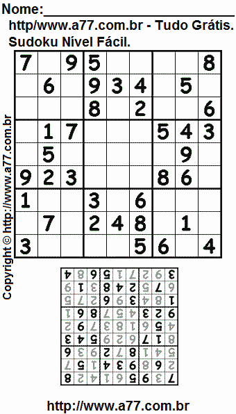 Sudoku Para Imprimir Fácil Com Respostas