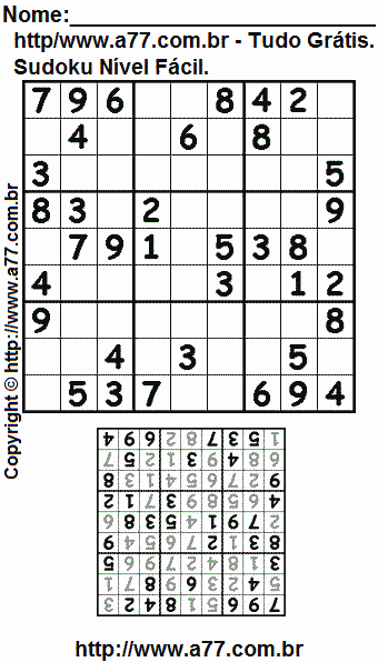 Sudoku Para Imprimir Com Resposta