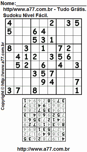 Sudoku Para Impressão Com Resposta