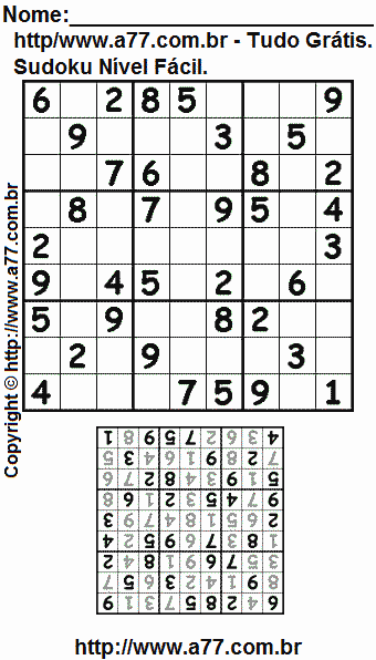 Sudoku Nível Fácil Para Imprimir