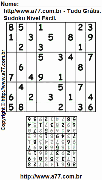 Sudoku Fácil Para Imprimir Com Respostas