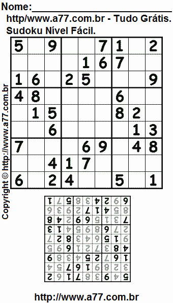 Sudoku Fácil Para Imprimir Com Resposta