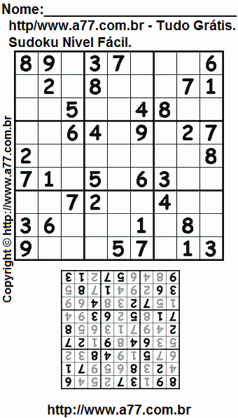 Jogo de Sudoku Para Impressão Com Respostas