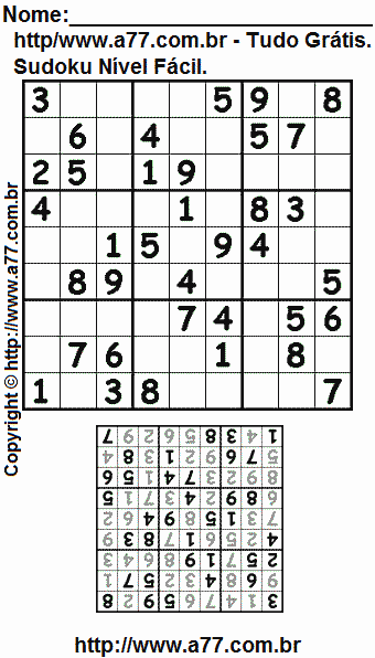 Jogo Sudoku Para Imprimir Com Respostas