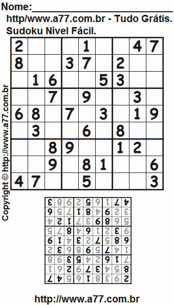 Sudoku Para Imprimir Com Respostas