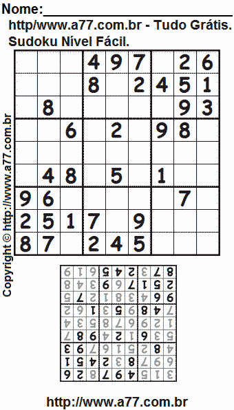 Jogo Sudoku Para Imprimir Com Respostas