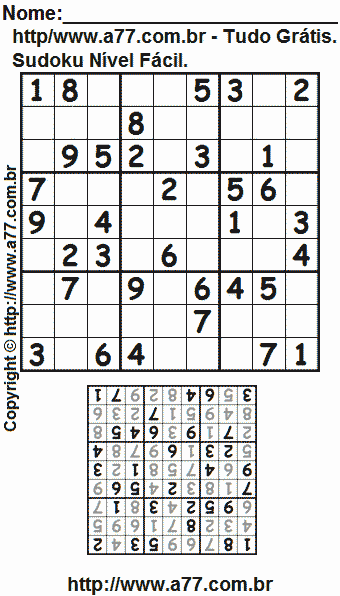 Jogo Sudoku Fácil Com Respostas Para Imprimir. Jogo Nº 661.