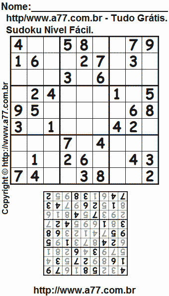 Sudoku Para Imprimir Com Resposta