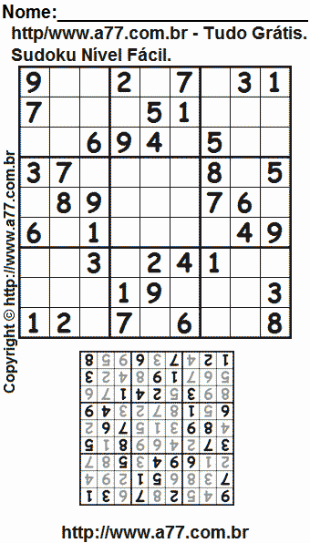 Sudoku Para Impressão Com Resposta