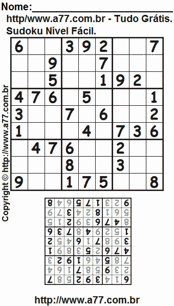 Jogo Sudoku Para Impressão Com Respostas