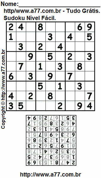 Jogo Sudoku Para Impressão Com Respostas