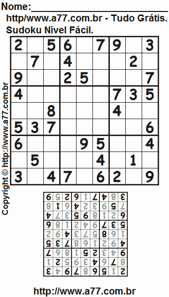 Passatempo Sudoku Para Imprimir Com Respostas