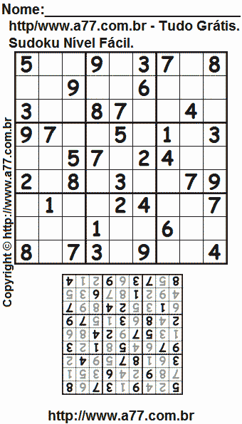 Passatempo Sudoku Para Imprimir Com Resposta