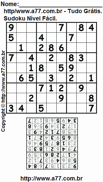 Passatempo Sudoku Para Impressão Com Respostas