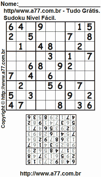 Jogo Sudoku Para Imprimir Com Respostas