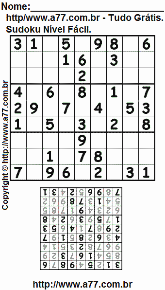 Jogo Fácil de Sudoku Para Impressão