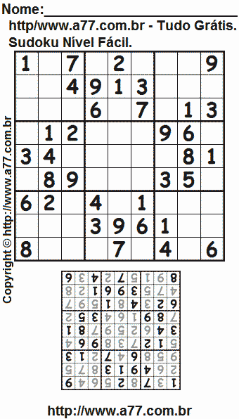 Sudoku Grátis Fácil Para Imprimir