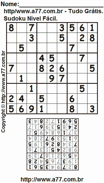 Sudoku Grátis Fácil Para Impressão