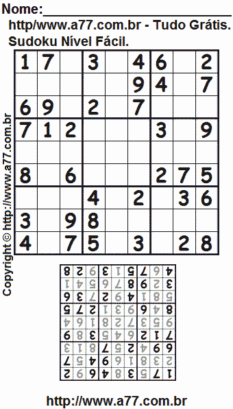 Passatempo Sudoku Para Imprimir Com Resposta