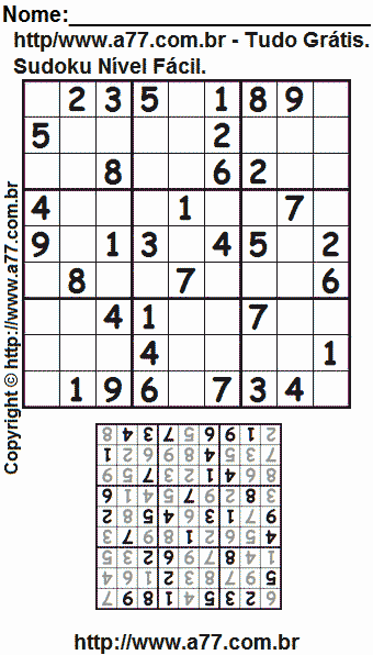 Jogo Fácil de Sudoku Para Imprimir