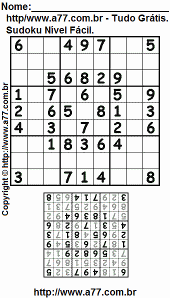 Jogo Fácil de Sudoku Para Impressão