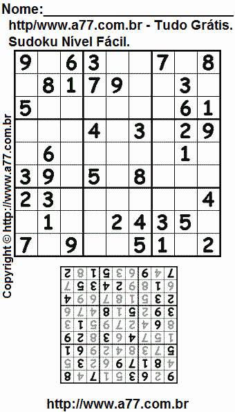 Sudoku Para Impressão Com Respostas