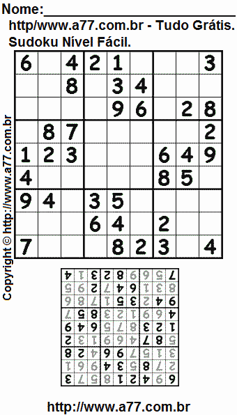 Jogo de Sudoku Para Imprimir Com Respostas