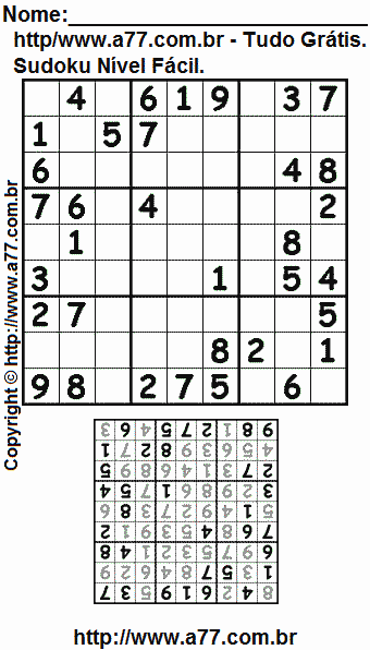 Sudoku Grátis Fácil Para Impressão