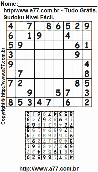 Passatempo Sudoku Para Imprimir Com Resposta