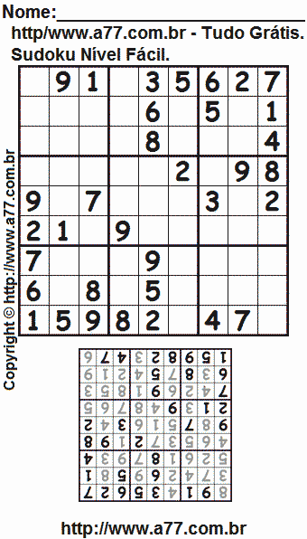 Passatempo Sudoku Nível Fácil Para Imprimir Com Respostas