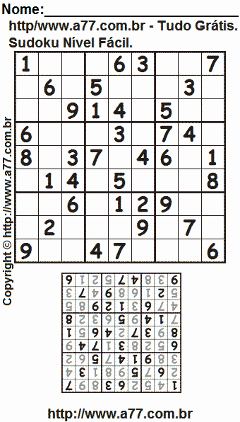 Sudoku Para Imprimir Fácil Com Respostas