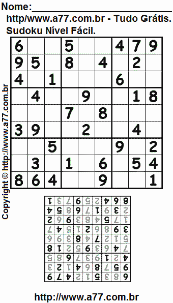 Jogo Fácil de Sudoku Para Impressão