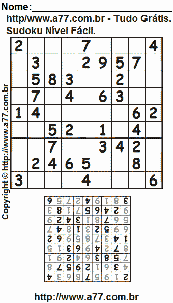 Sudoku Para Imprimir Fácil Com Resposta