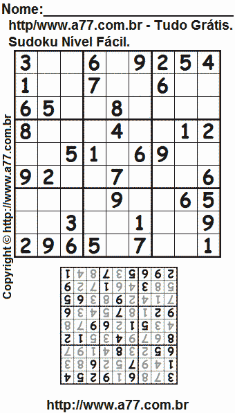 Sudoku Para Impressão Fácil Com Resposta