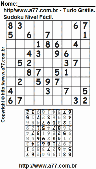 Sudoku Para Impressão Com Resposta