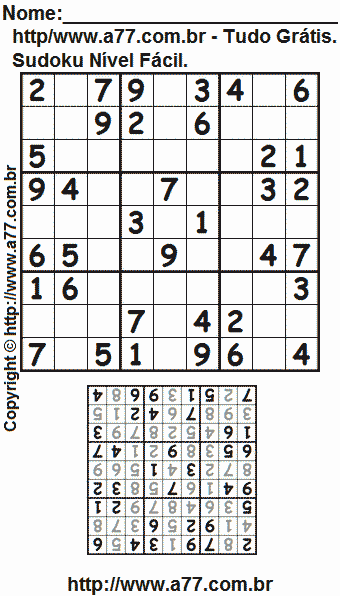 Sudoku Para Impressão Com Respostas