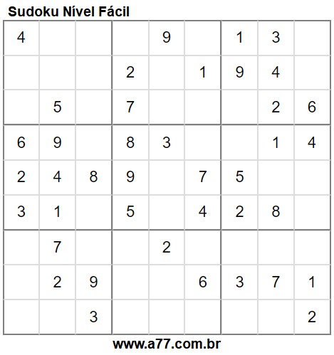Sudokus Clássicos Para Imprimir